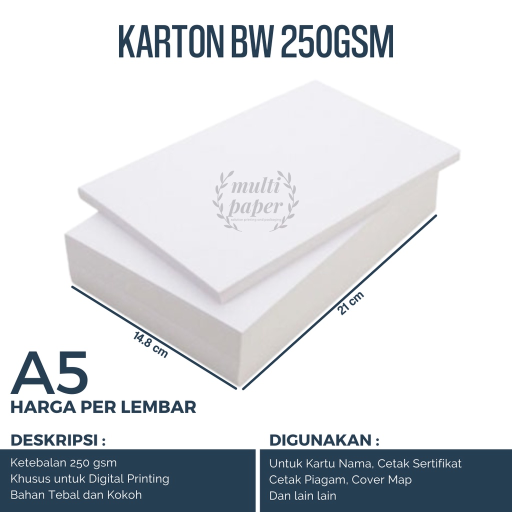 

Kertas BW Carton A5 isi 1 lembar / Kertas Karton BW
