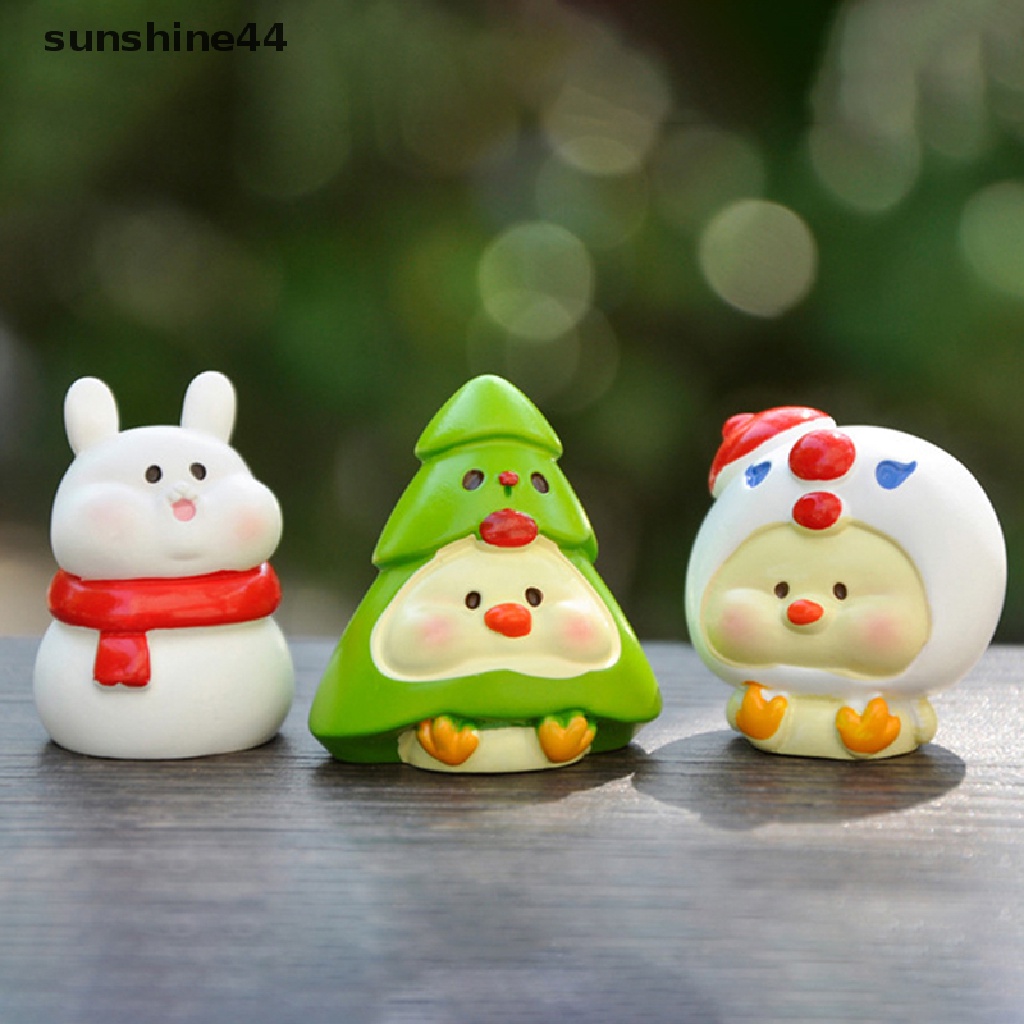 Sunshine 1Pc Miniatur Santa Claus / Rusa Natal Bahan Resin Untuk Dekorasi Taman