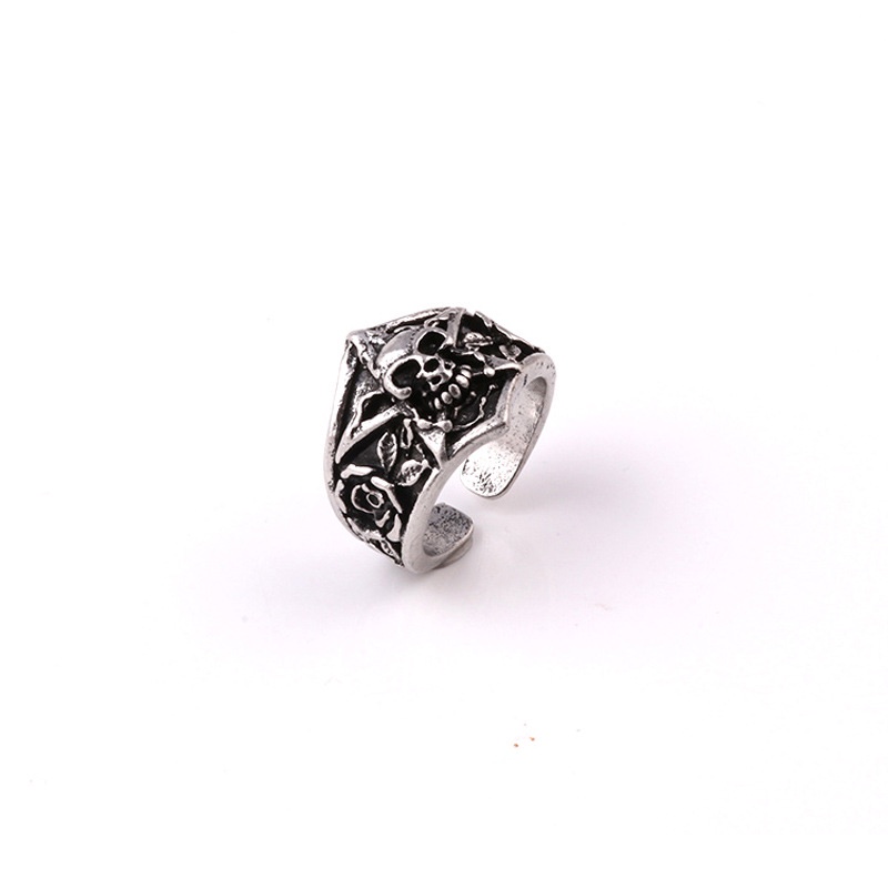 Cincin Bahan Alloy Motif Tengkorak Gaya vintage Untuk Pria