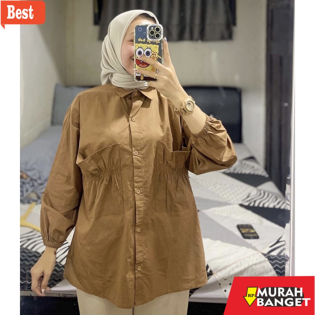 atasan wanita terbaru 2022 CANTIKA TOP / KEMEJA KATUN POPLIN POCKET / ATASAN BAJU WANITA / BLOUSE WA