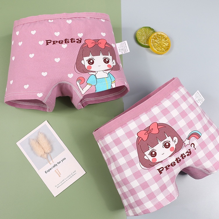 3SP | UWR88 Celana Dalam Anak Perempuan Boxer Bahan Katun Gambar Kartun Korea Lucu