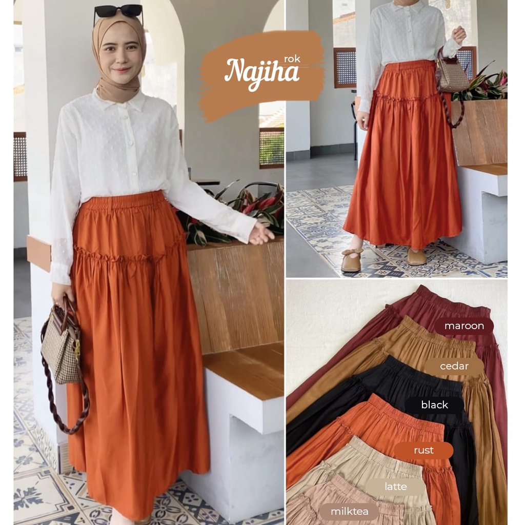 Rok Najiha by Dzakirah / Rok polos bahan Rayon twill