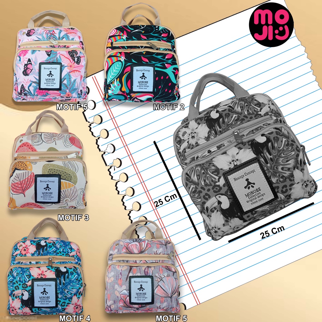 MOJI - Tas Ransel Diaper Bag MONOBE / Tas Perlengkapan Bayi / Tas Popok Pampers / Tas Multifungsi Ukuran 10 Inch