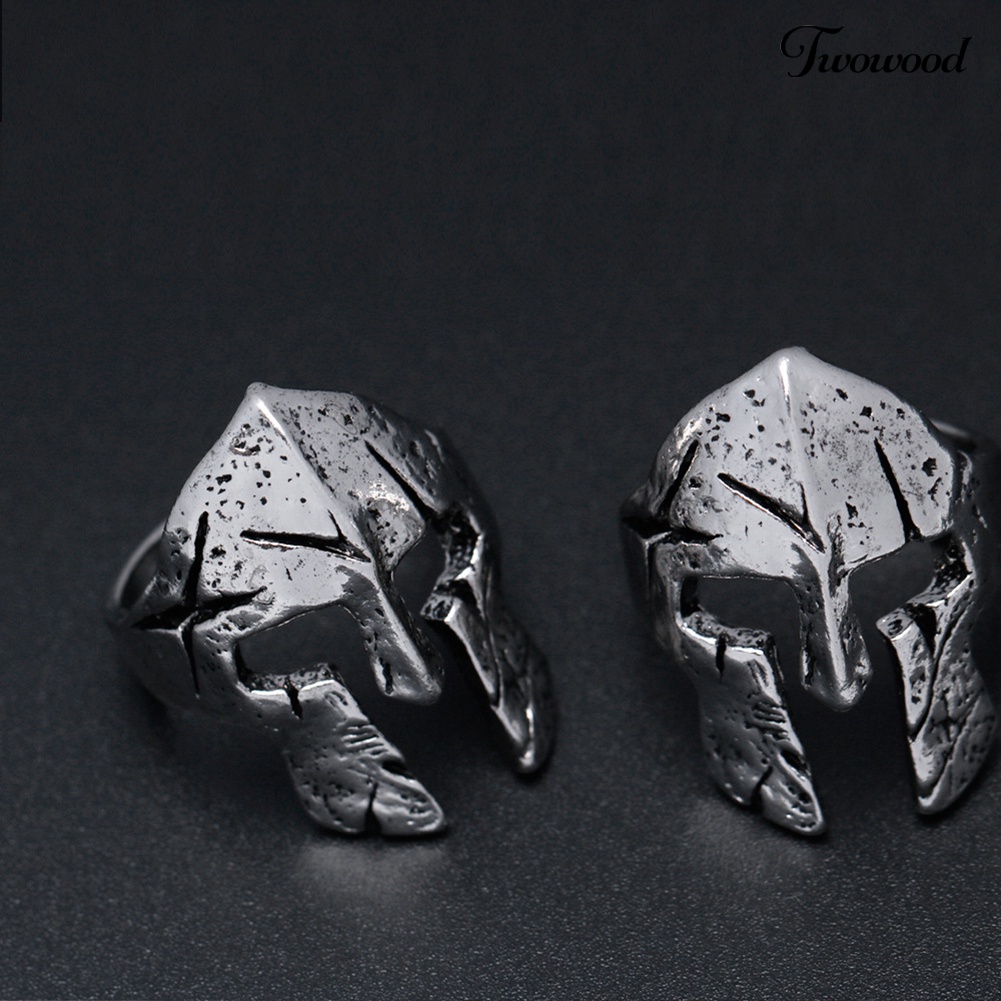 2 Pcs Cincin Jari Model Terbuka Desain Helm Spartan Hero Gaya Vintage Untuk Pria