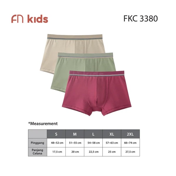 Celana Dalam Boxer Katun Anak Laki Matching Waistband Bokser Anak Cowok FKC 3380