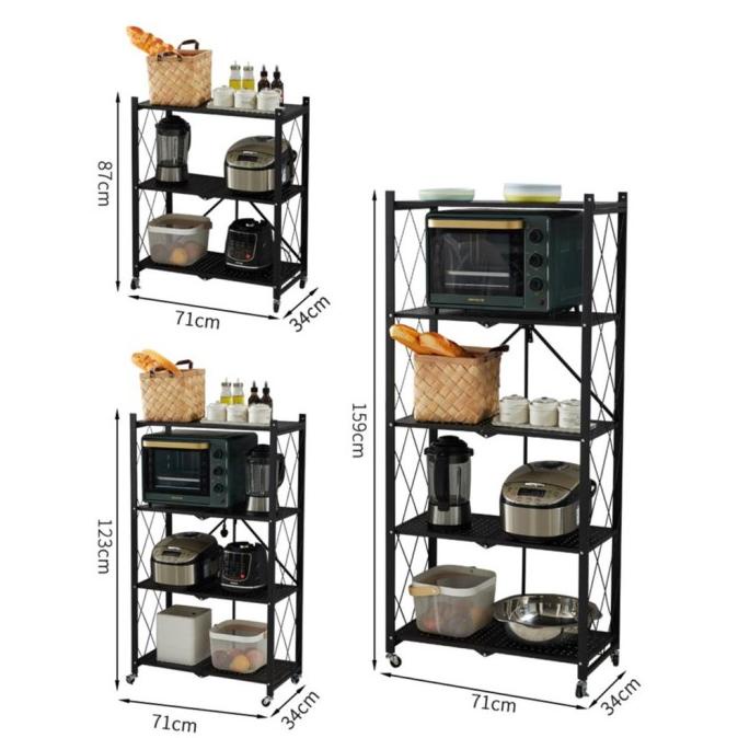 Rak Dapur Lipat Troli Tanpa Instalasi/Rak Susun Penyimpanan Serbaguna