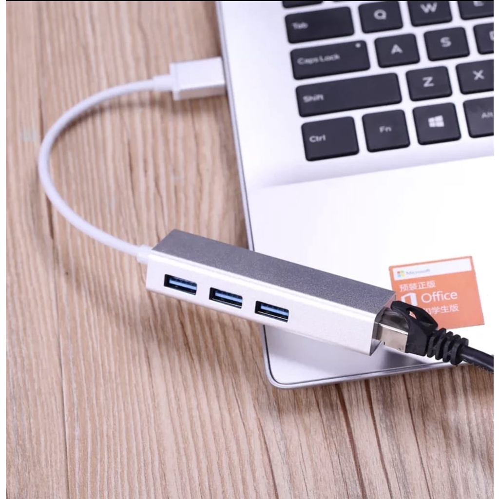 USB Hub 3 Port 3.0 Ethernet Adapter Rj45 Lan Port High speed 100 / 1000Mbps