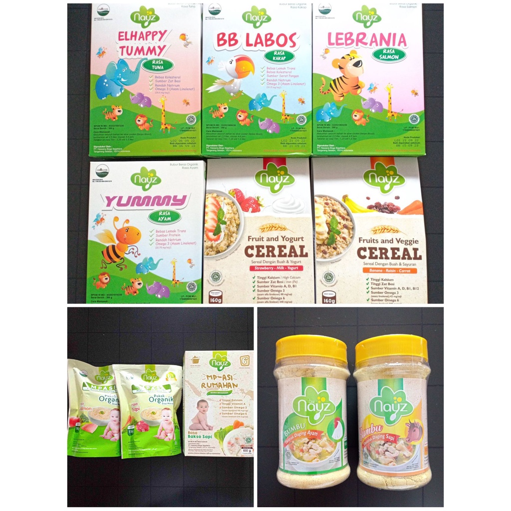 Nayz Mpasi Mp Asi Rumahan Bubur Bayi Pokok Beras Organik Fruit Veggie Yogurt Cereal Sereal Bumbu Kaldu Daging Ayam Sapi Organic Non Instan Siap Masak Makanan Baby 6+ 6 bulan ke atas