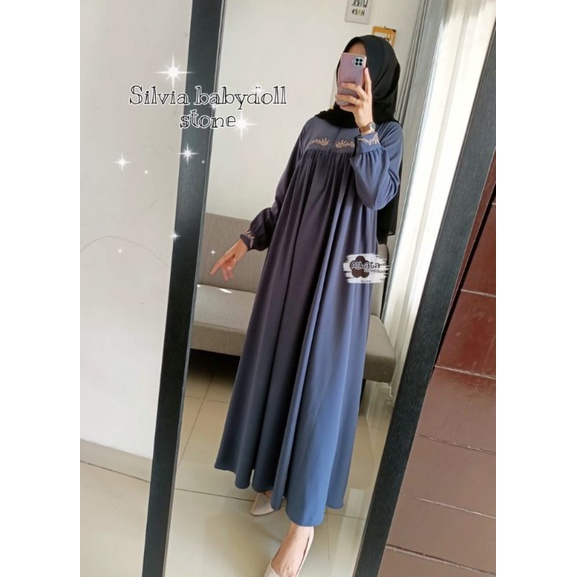 SILVIA MAXY ATHATA BY DZEE, Aleeta dress original athata, gamis athata, dress ity crepe,