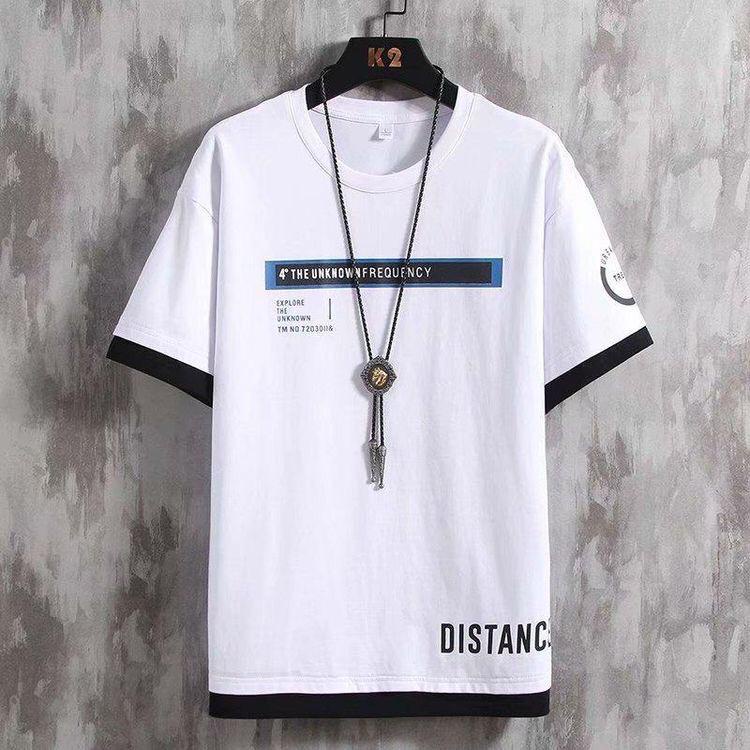 Baju Lengan Pendek Toonz Fashion Pria DISTANCE T-Shirt Motif Sablon tanpa Kalung