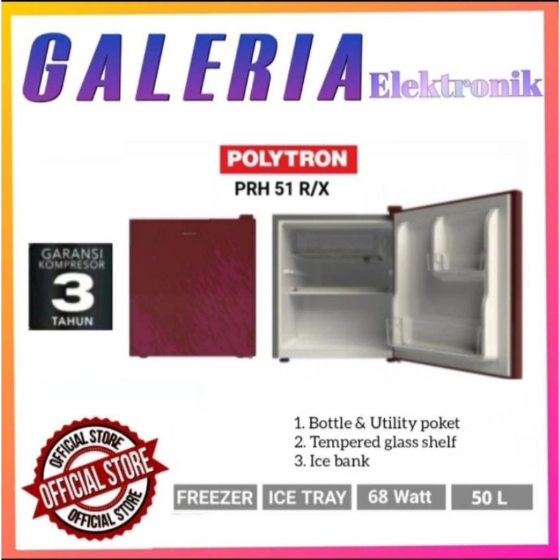 Polytron Kulkas Mini / Portable Refrigerator PRH 51 R/X / PRH51 Merah