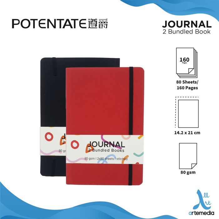 

[COD AKTIF] Potentate Journals 80gsm 80sheet 21x14cm (2pcs) - BLACK & RED
