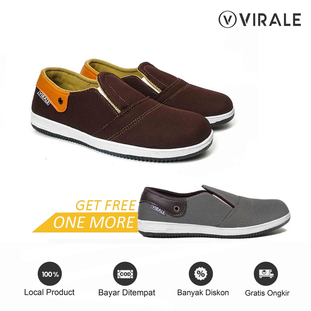 Sepatu Casual Slip On Pria Bahan Canvas CS 01 NAVY BELI 1 DAPAT 2