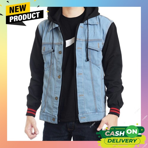 Jaket Hoodie Jeans Jins Levis Pria Wanita Original Distro Bandung Bahan Denim Premium Model Bordir S
