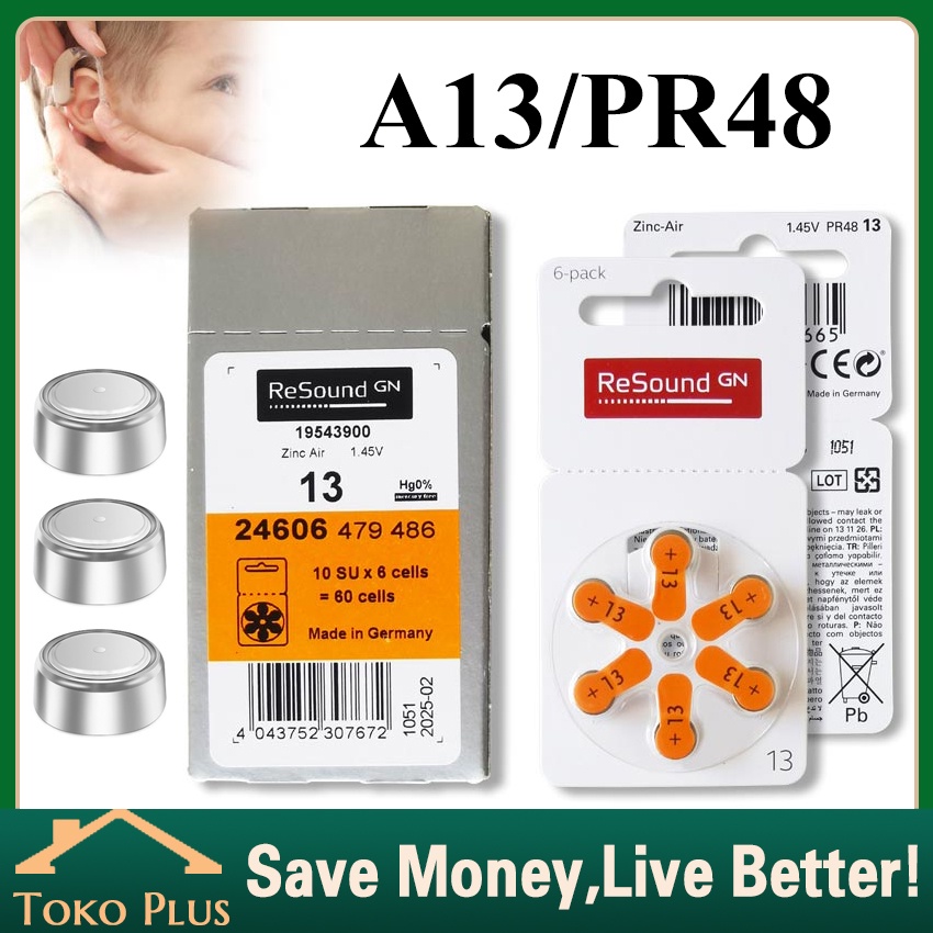 Baru 6Pcs Baterai Ukuran 13 Universal Alat Bantu Dengar Battery Baterai GN Resound 13 Hearing Aid