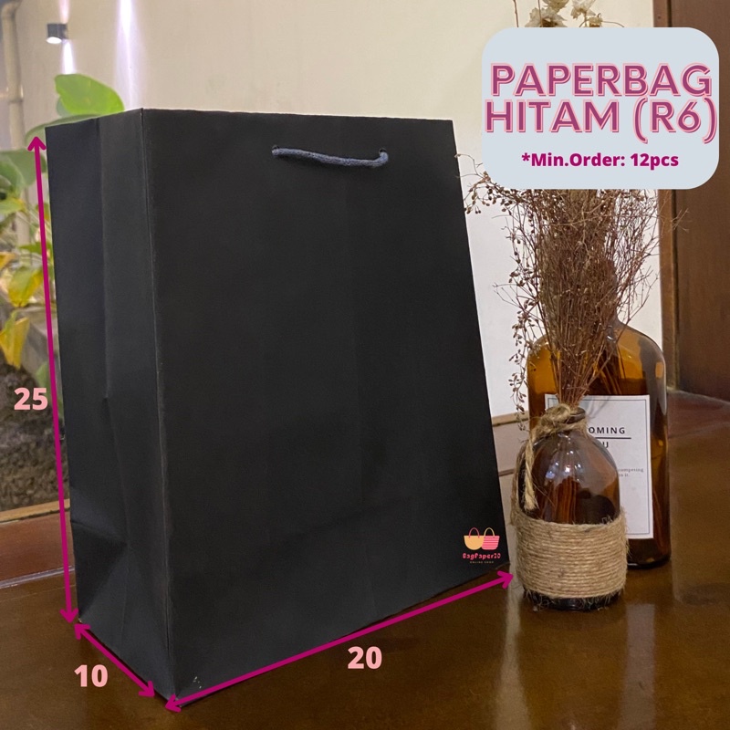 

PAPERBAG HITAM premium ukuran 20x10x25(R6)