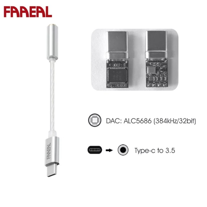 FAAEAL Type-C to 3.5mm ALC5686 Digital Audio Decoding Amplifier DAC