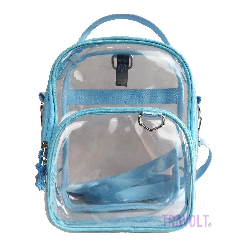 Premium Sling Bag 3in 1 - Travolt - 6 Warna Tas PVC Selempang ransel Transparan - Tas PVC Mika tebal  - Tas Konser KPOP - Daew-Biru Muda