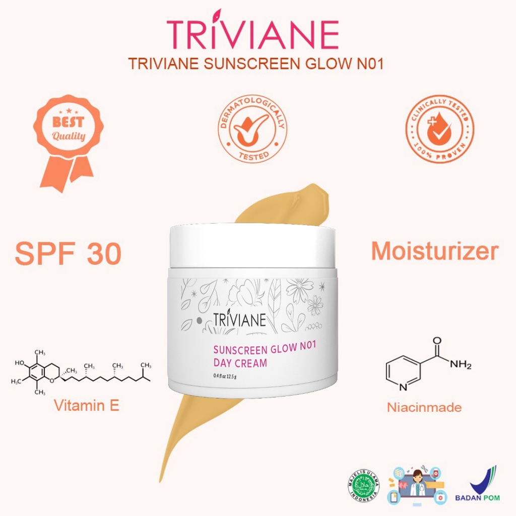 [BPOM] Triviane Sunscreen Glow N01 12,5gr - Tabir Surya Pencerah by Triviane Natural Skin Clinic