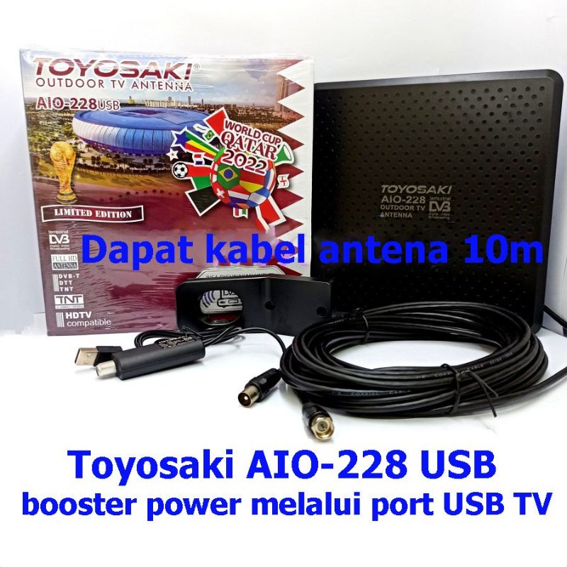 Antena TV TOYOSAKI 228USB Bisa Luar &amp; Dalam / Antena TV Toyosaki Outdoor &amp; Indoor Murah / Antena TV Bagus free kabel 10 M