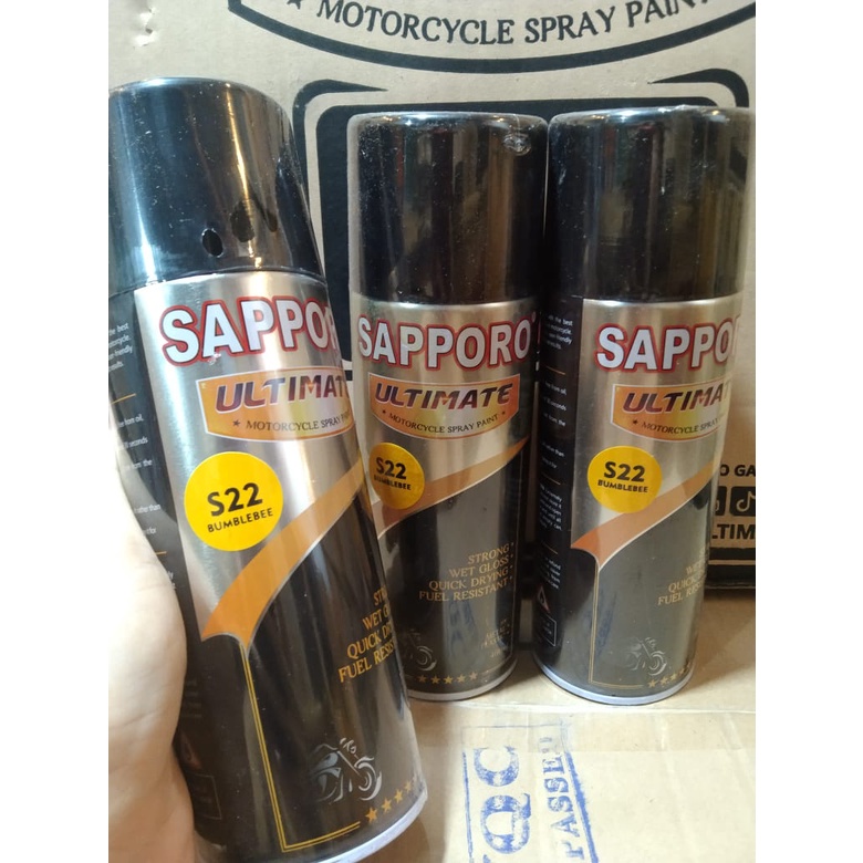 cat spray pilok pilox cat semprot sapporo ultimate S22 bumblebee kuning terang kuning glossy tua saporo  400ml