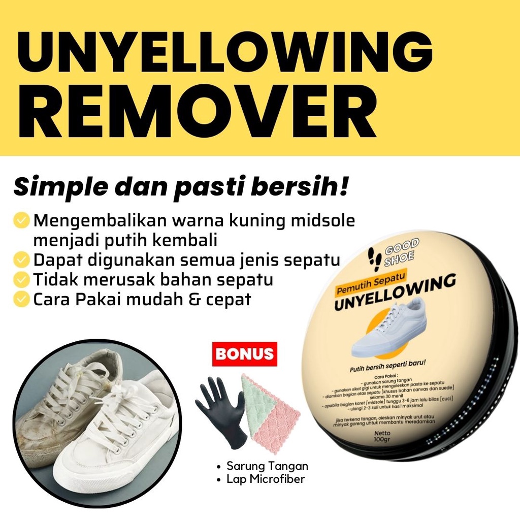 Pemutih sepatu putih menguning sneakers unyellowing sol midsole kuning canvas kanvas sneaker pembers