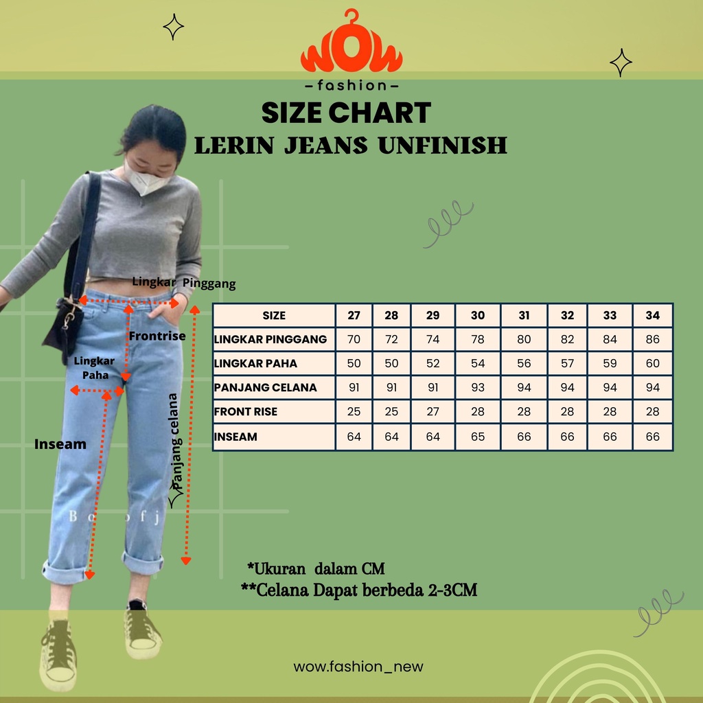 WOW-LERIN UNFINISH JEANS/ JEANS BOYFRIEND/ JEANS TERBARU/ JEANS JUMBO