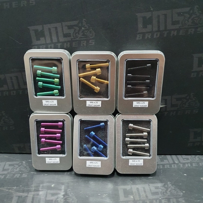 Baut Titanium WR3 M6 x 25 Drat Kasar