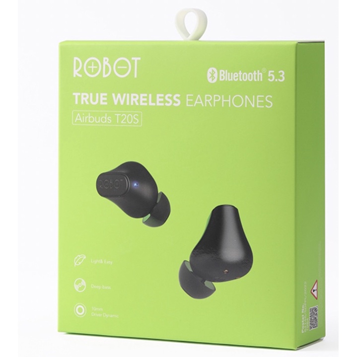 ROBOT Headset Bluetooth T30 Airbuds Earphone Earbuds TWS New. Hitam, biru, TWS airbuds T20S, plybuds, T10, Tallk 10, robot t60