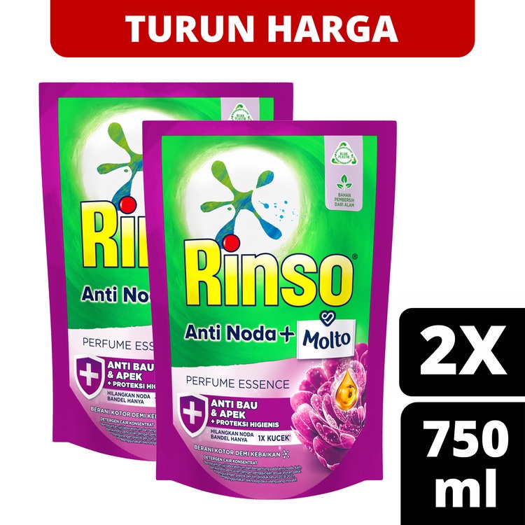 Pelembut Rinso Molto Deterjen Cair Perfume Essence 750 ml Twin Pack Harga Murah