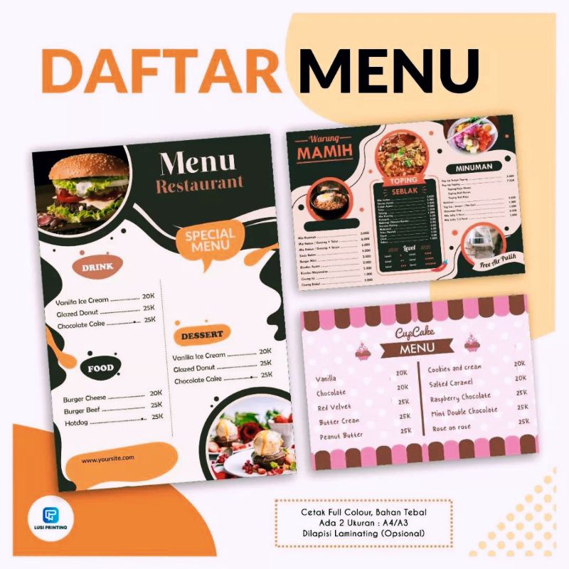 

CETAK DAFTAR MENU MAKANAN DAN MINUMAN A4 CUSTOM