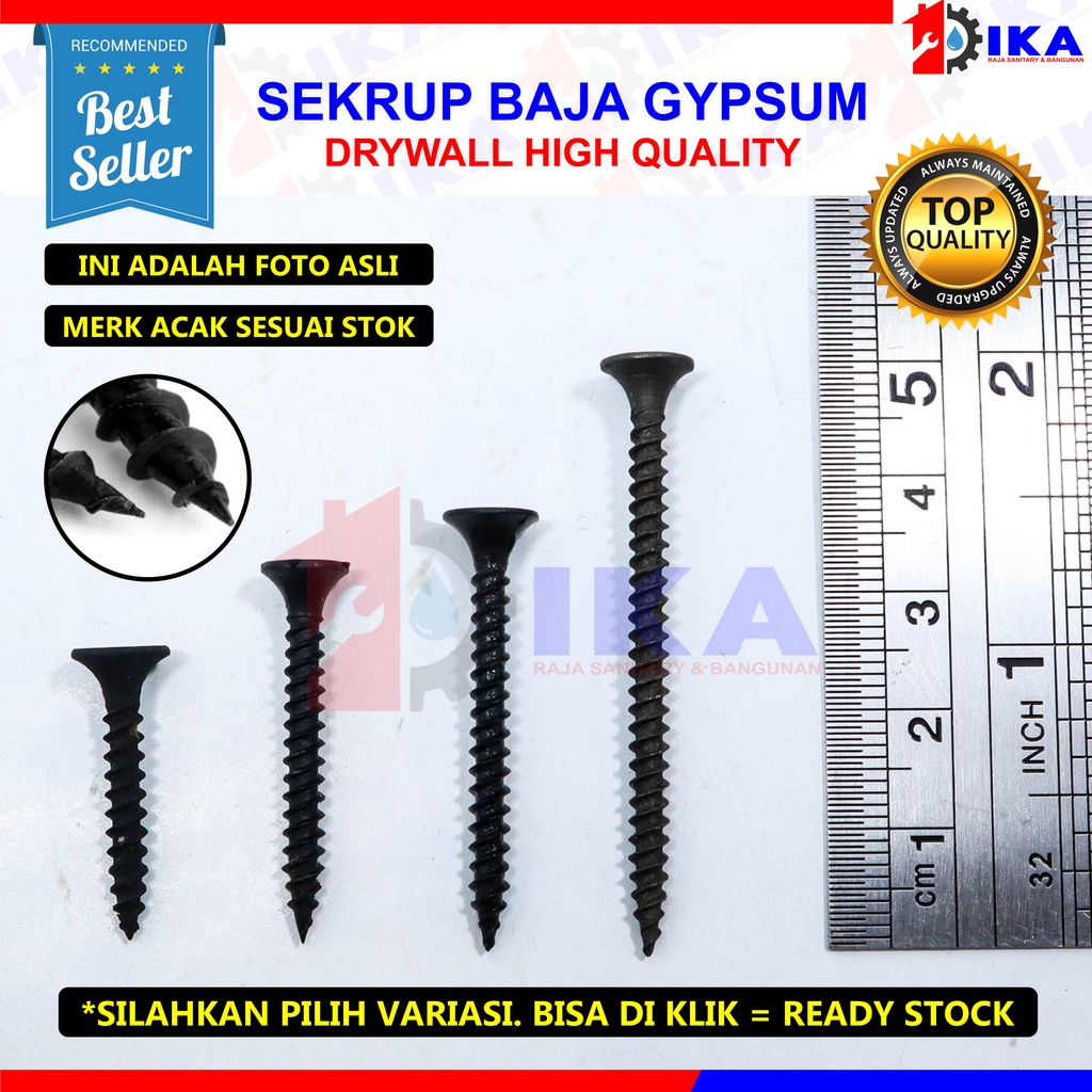 [Harga per Kotak] Sekrup Gypsum Baja / Baut Skrup Kayu Drywall Screw Sekrup Gypsum Skrup Gipsum Kayu Drywall 1 11/4 11/2 2 Inch