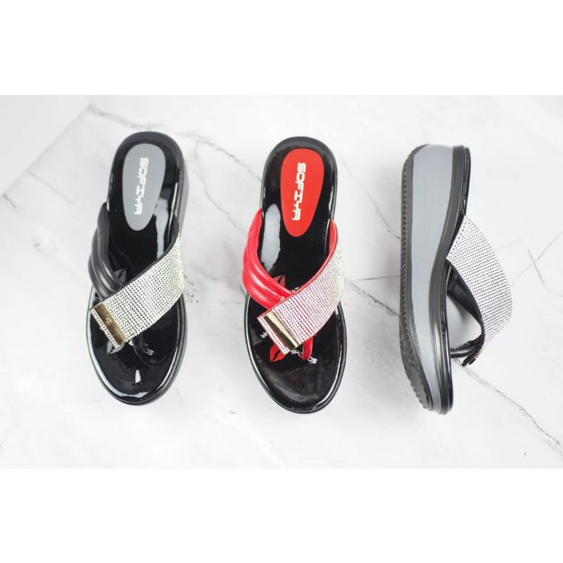 SANDAL WEDGES JEPIT WANITA IMPOR ORIGINAL SOFIYA 2177-28