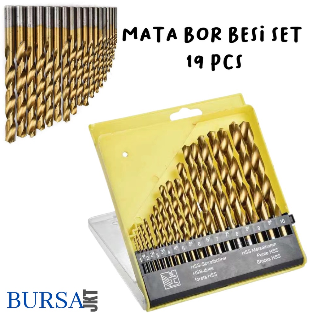 MATA BOR BESI HSS STEEL TITANIUM TWIST DRILL SET