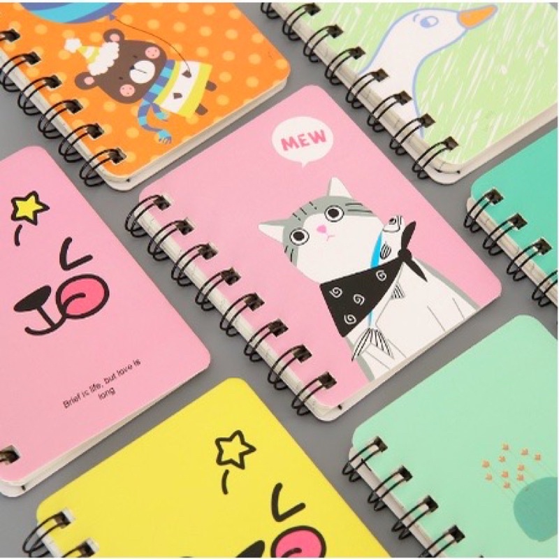 Notebook Ring Motif Karakter Buku Tulis Mini Binder Mini Memo Catatan Motif Kartun