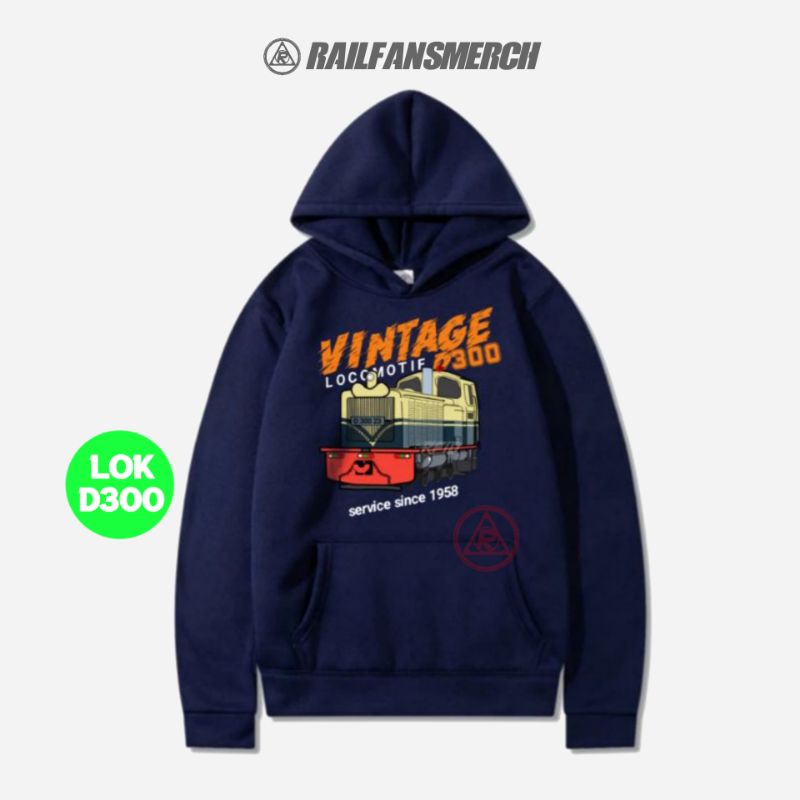 Railfansmerch Hoodie Lokomotif Kereta api - Vintage D300