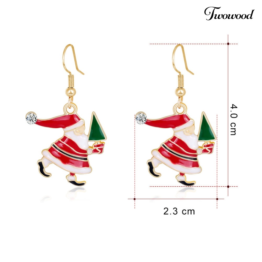 Anting Hook Liontin Santa Bahan Alloy Untuk Wanita