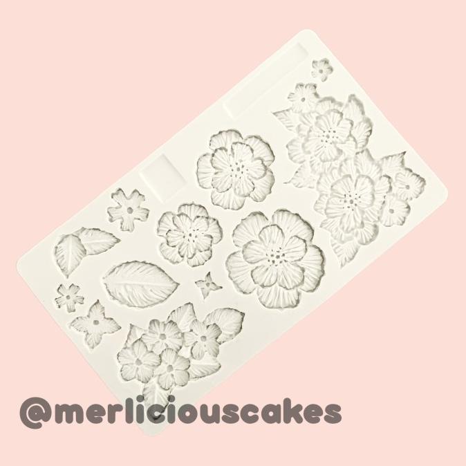 Embroidery Flower Silicone Mould Fondant Edible Lace Silikon Kue Cake