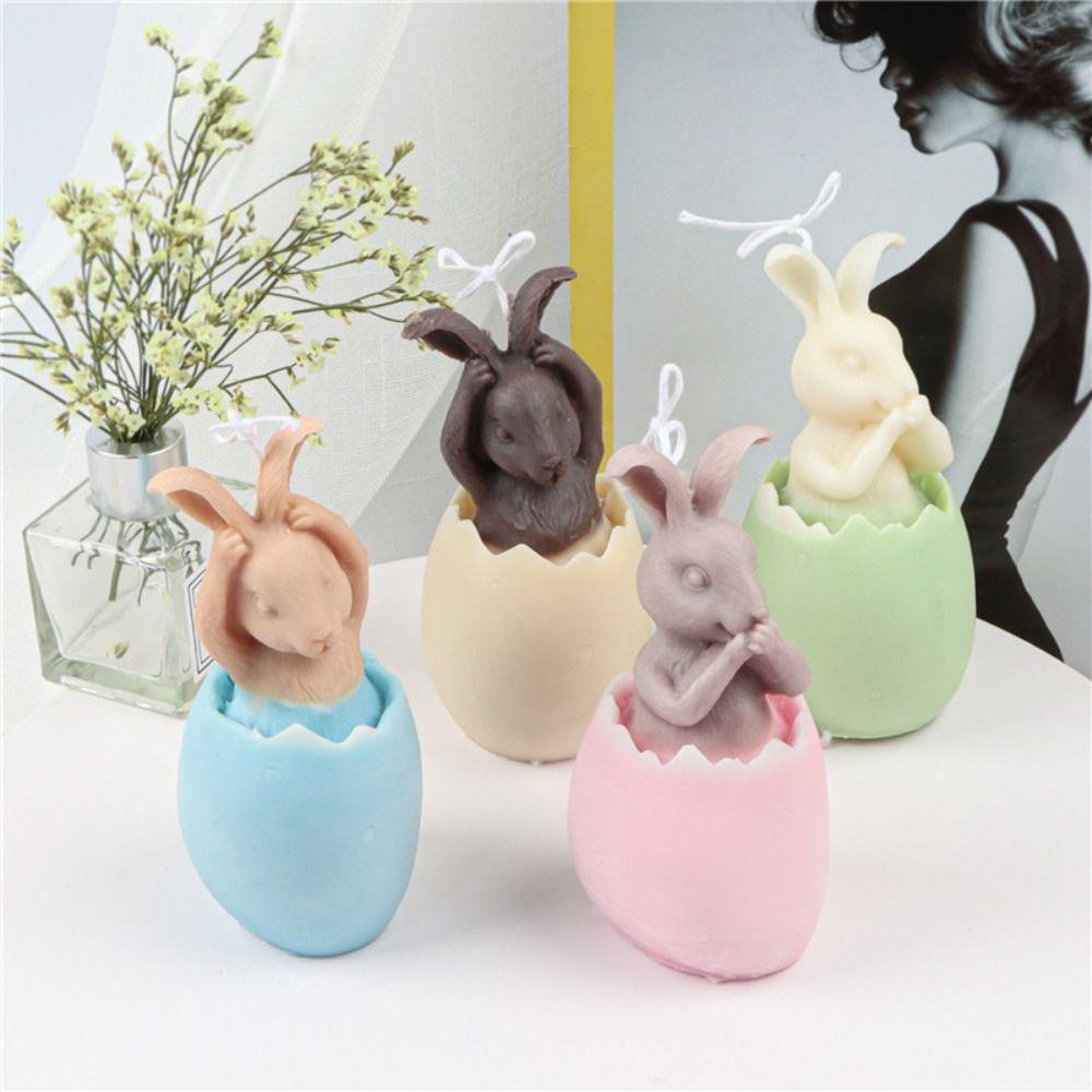 Solighter Eggshell Bunny Candle Cetakan Alat Clay Pesta Gereja Handmade Silicone Mold