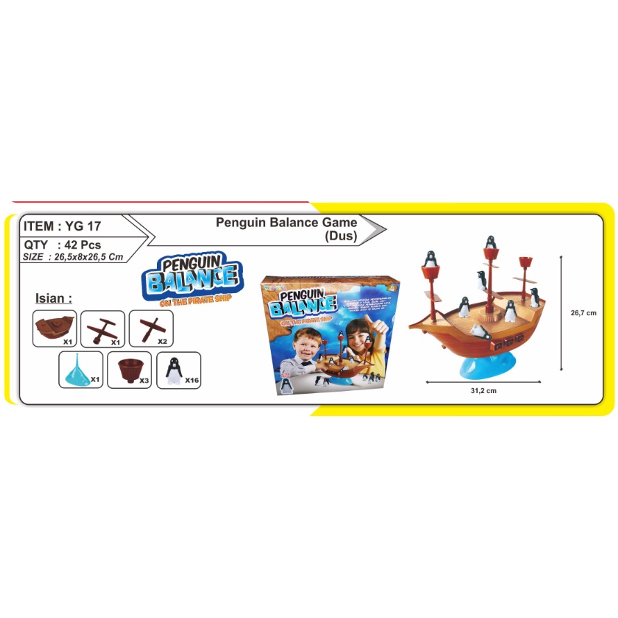 YG 17 MAINAN PENGUIN BALANCE GAME (DUS) ON THE PIRATE SHIP / MAINAN ANAK EDUKASI KESEIMBANGAN PERAHU BAJAK LAUT