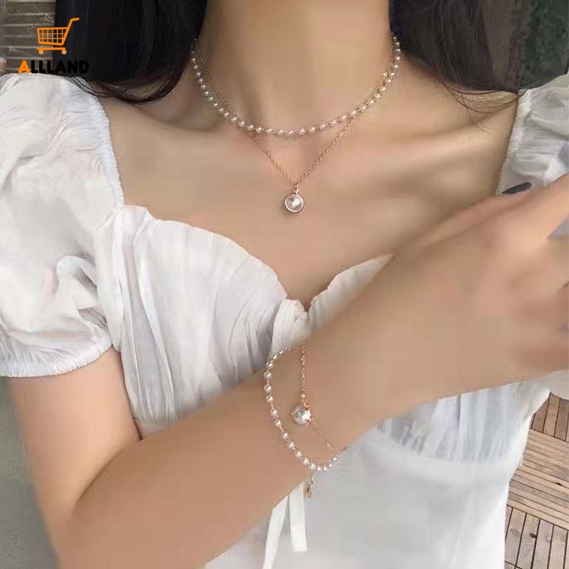 Gelang Rantai Mutiara Double Layer Untuk Wanita