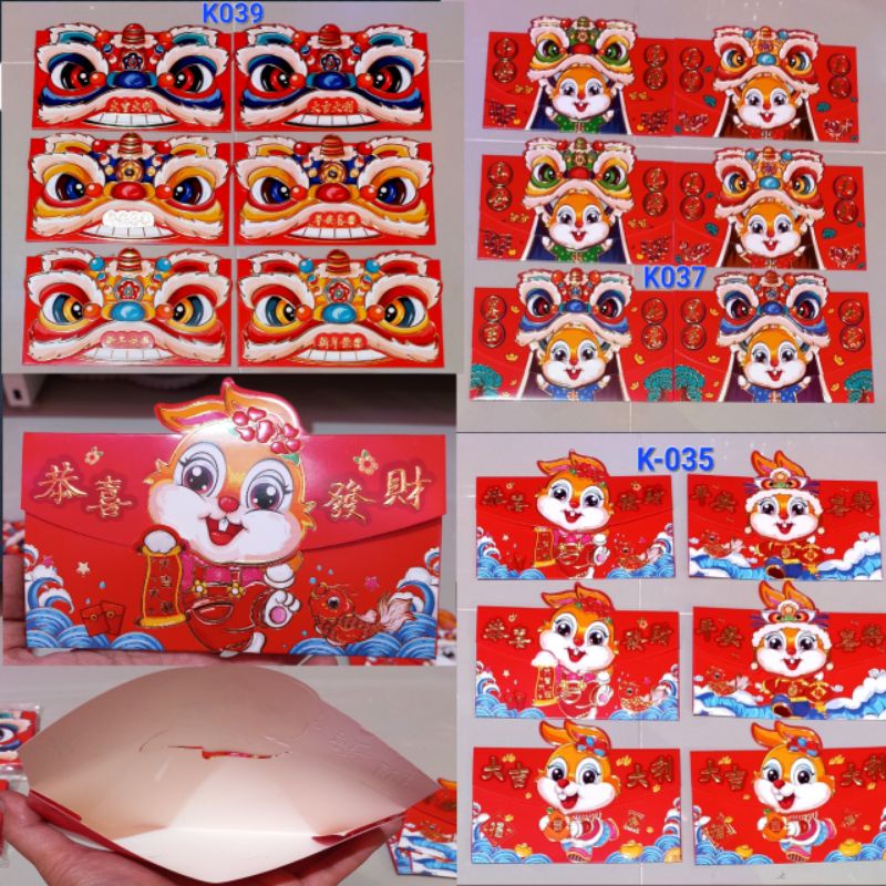 Angpau Imlek Kartun Premium / Angpao Kelinci Imlek Besar / Angpau Dompet Imlek / CNY Red Envelope 2023