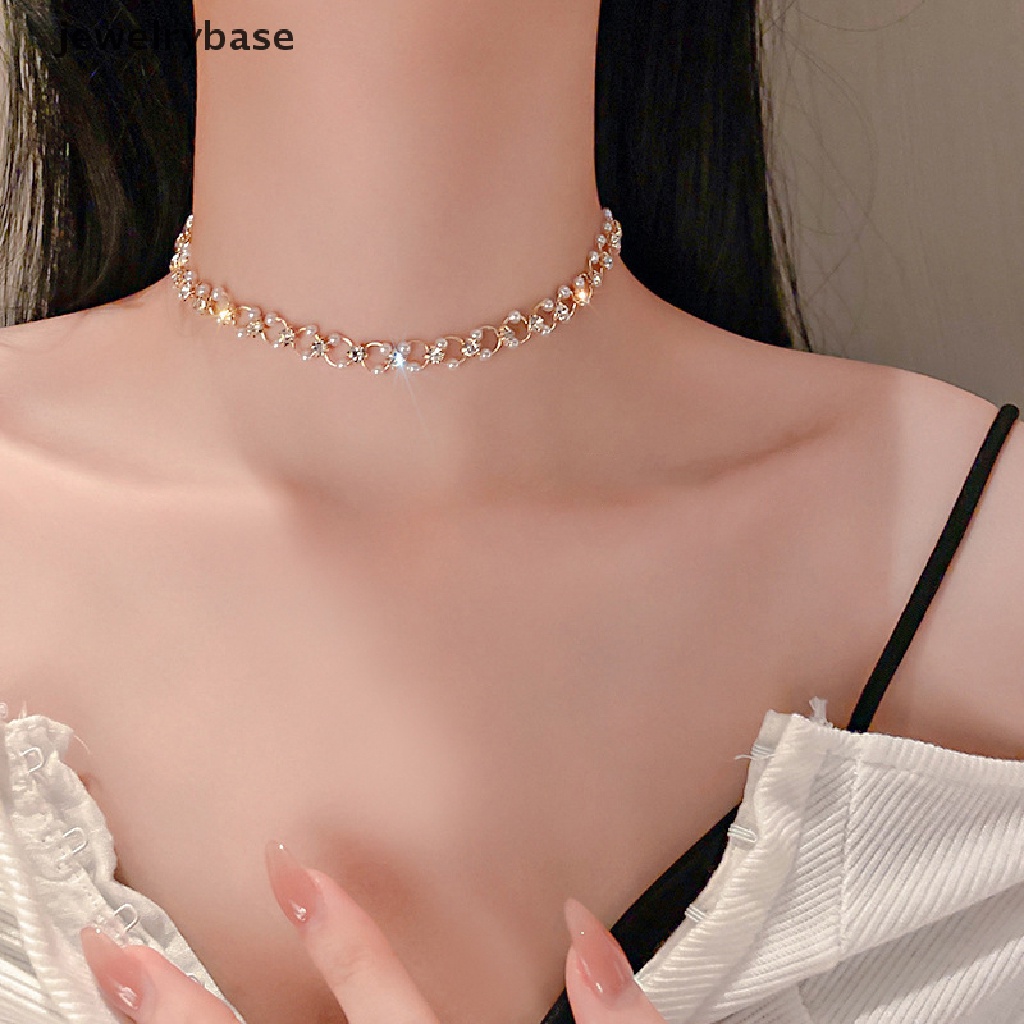 Kalung Choker Hias Mutiara Berlian Imitasi Gaya Korea Untuk Wanita