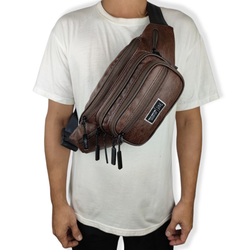 Tas Pinggang Bahu Dan Pinggang Pria Wanita Kulit Original Polo Amstar