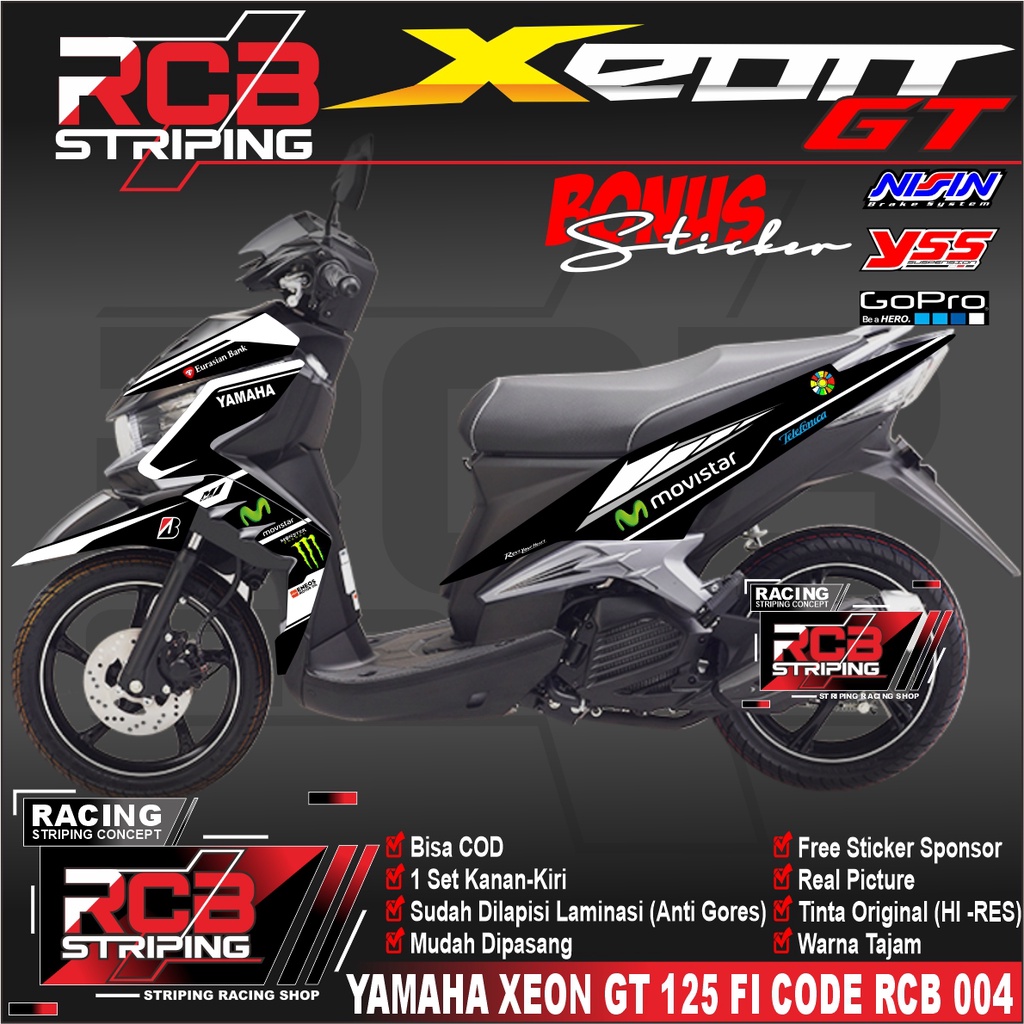 [BISA COD] Sticker Striping Sticker Yamaha Xeon Gt - Variasi List Motor Desain Movistar oke RCB 004