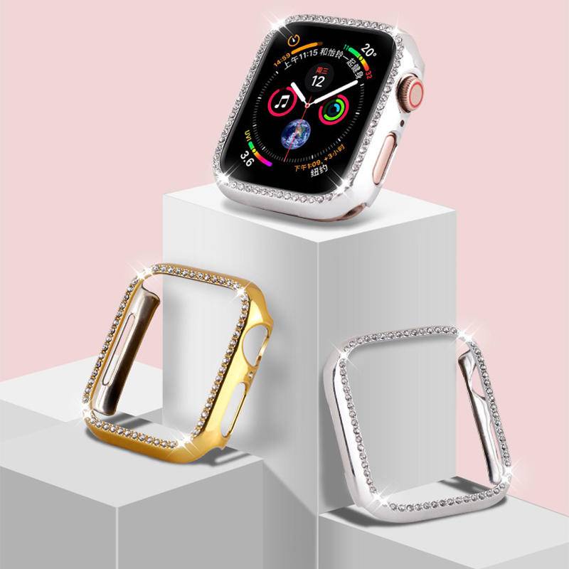 Cover Pelindung bumper Hias Berlian Bling Untuk Apple Watch Seri 8 7 6 5 4 3 2 1 SE2 45mm 41mm 42mm 40mm 38mm