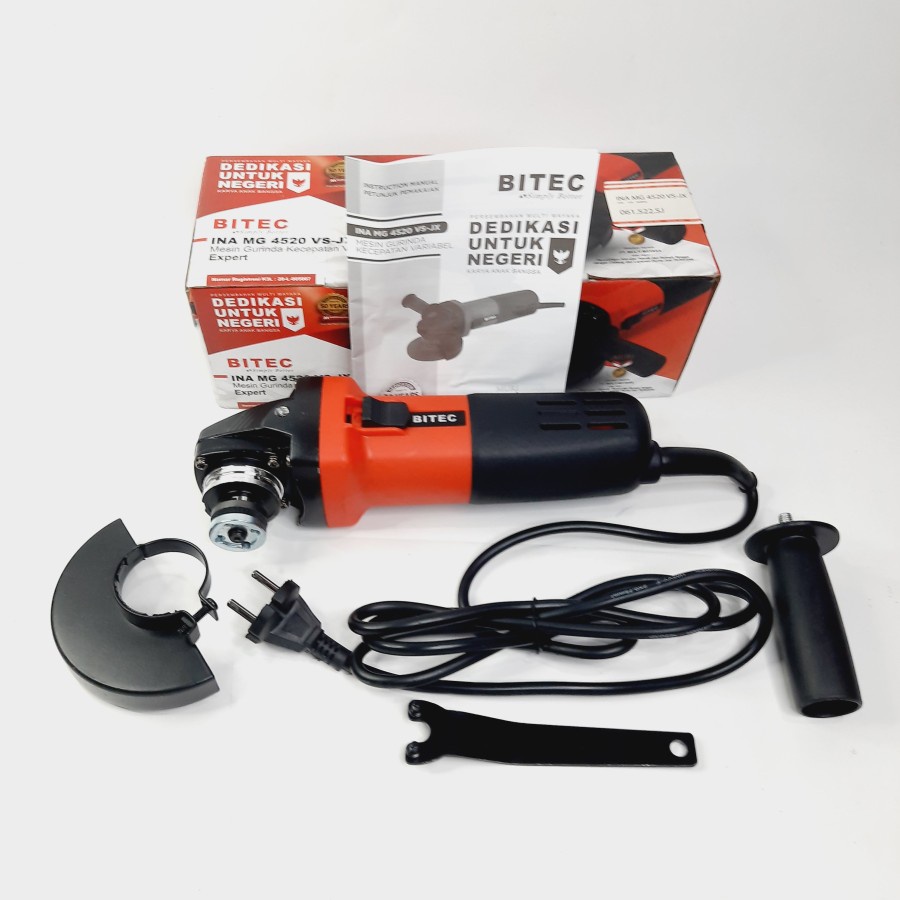 Mesin Gerinda Tangan 4" Variable Speed BITEC INA MG 4520 VS
