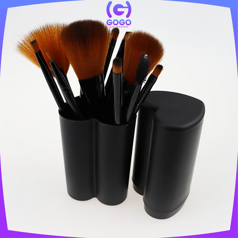 GOGO-K29 Brush Make Up Set 12IN1 Tabung / Kuas Makeup Set Kuas Alis Brush Highlighter Alat Kosmetik