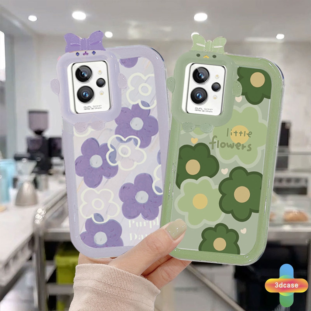 Soft TPU Case Realme C11 2021 C21Y C31 C35 C15 C21 C25 C20 C3 C12 C2 C25S 5S 5 5S 5i C17 7i 9i C1 C25Y C2 C3i 6i C20A V11 Narzo 20 10 10A 20A 30A A7 A5S A15 A16 Y12 Y20 Y15S A03 Green Flowers Little Monster lens Anti-fall Case