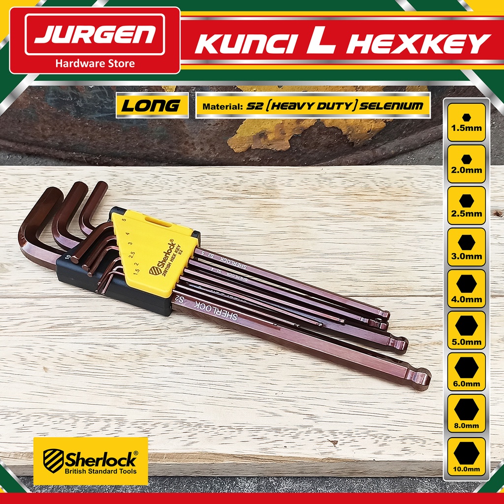 Sherlock Kunci L Set 9 Pcs mm (Panjang) / Kunci L Set Ori Sherlock
